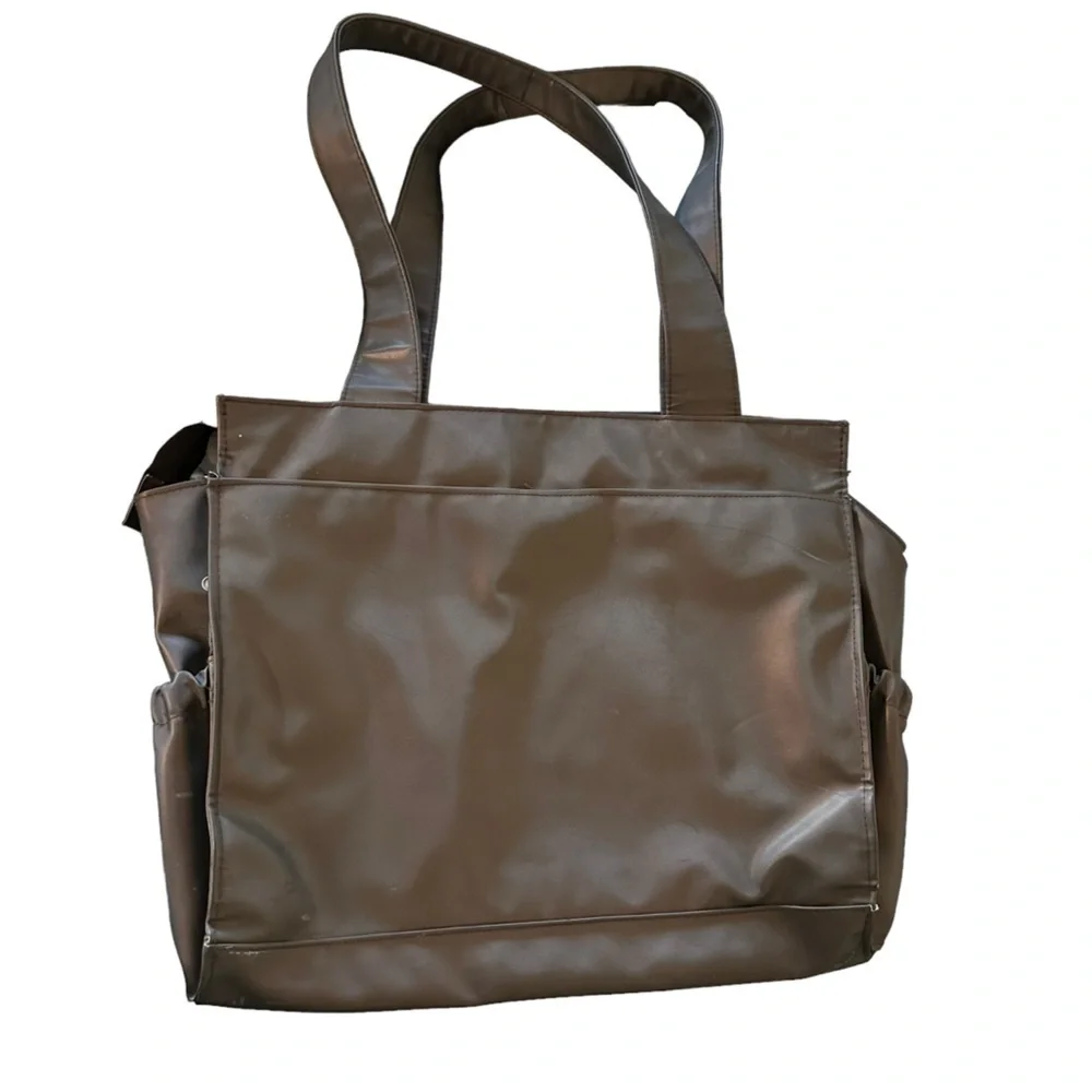 Chocolate Brown tote can be use as diaper bag or lap top bag